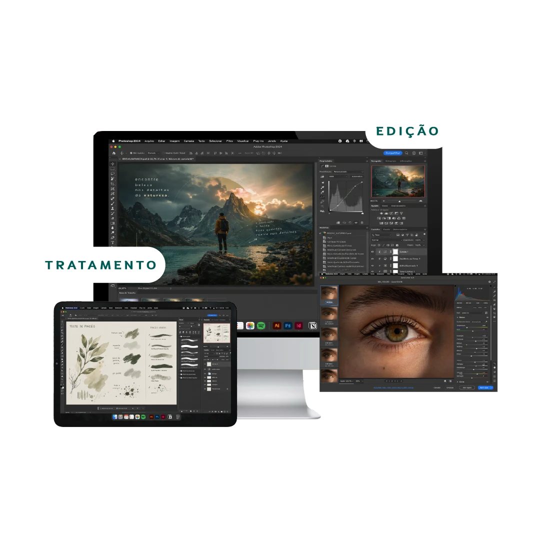 Mockup de skill Adobe Photoshop com edição e tratamento de imagens